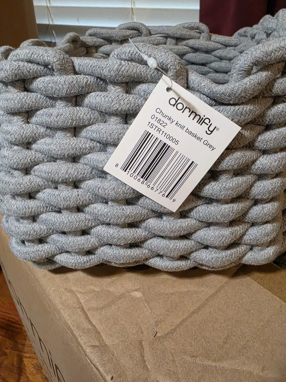 ( 6)Soft Knit Gray Storage Basket - Brand Unspecified